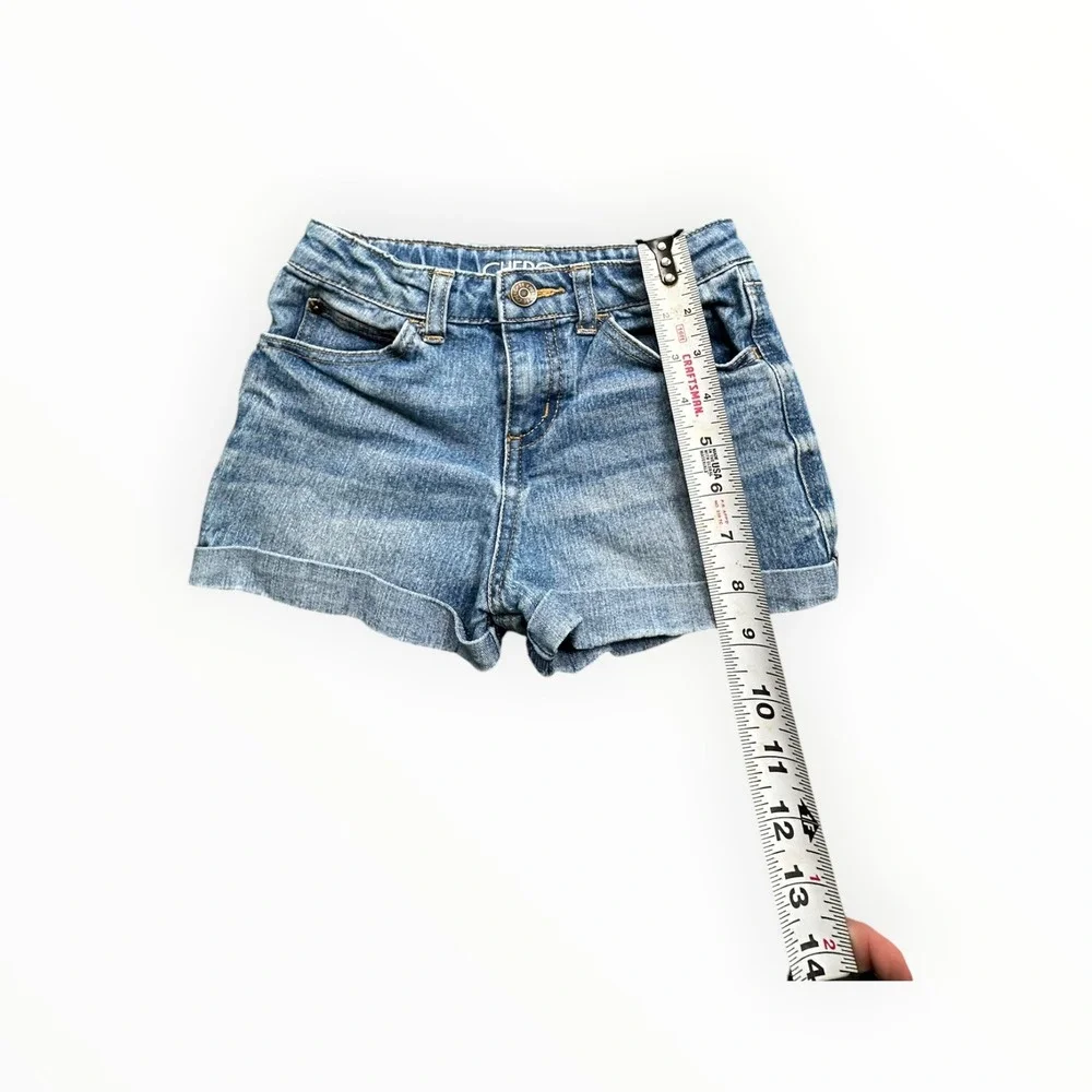 Cherokee Denim Shorts Girls 6/6X Blue Light Wash Cuffed Adjustable Waist Stretch